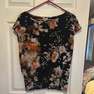 Worthington Black and Orange Fitted Blouse